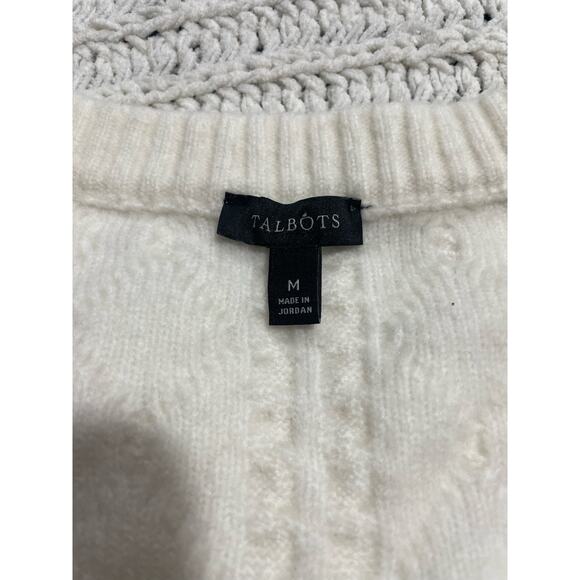 Talbots Cardigan Button Up Sweater Womens Medium Wool Alpaca Luxurious Ivory - Picture 5 of 8